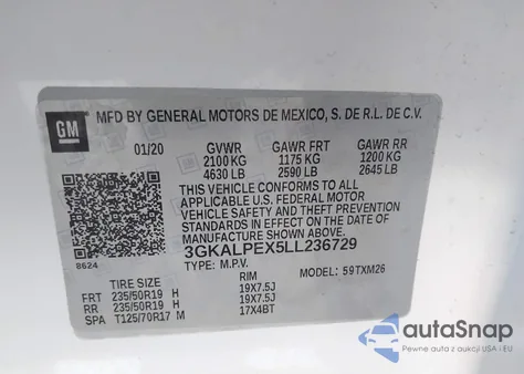 2020 GMC Terrain Slt z USA, uszkodzony, nr VIN 3GKALPEX5LL236729